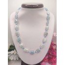 Pure Aquamarine Tiles & Swarovski Crystal Necklace